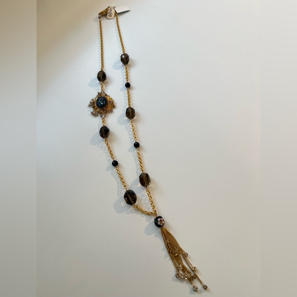 Candace Marks 18” length Gold Chain Necklace with Gemstones